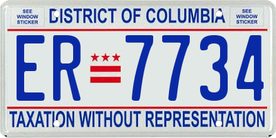 DC license plate ER7734