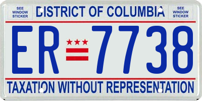 DC license plate ER7738