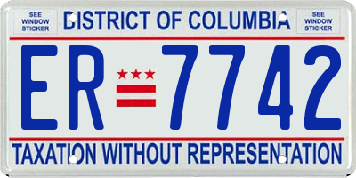 DC license plate ER7742