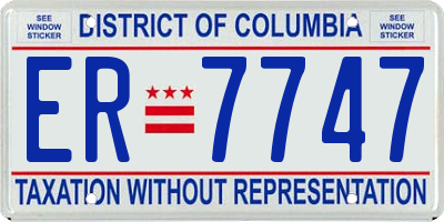 DC license plate ER7747