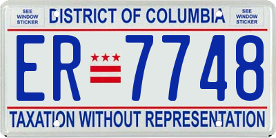 DC license plate ER7748
