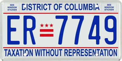 DC license plate ER7749