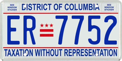 DC license plate ER7752