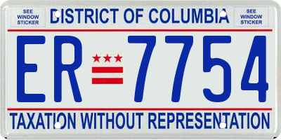 DC license plate ER7754