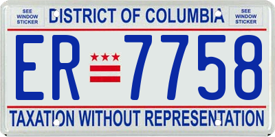 DC license plate ER7758