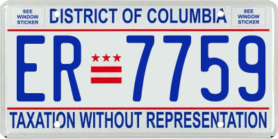 DC license plate ER7759