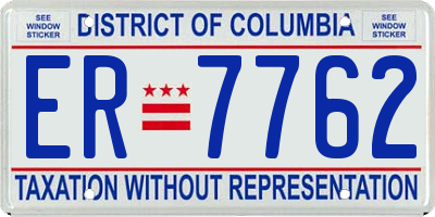 DC license plate ER7762