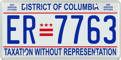 DC license plate ER7763