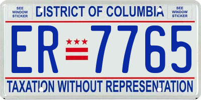 DC license plate ER7765