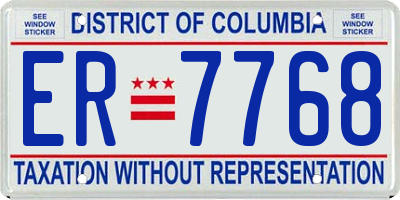 DC license plate ER7768