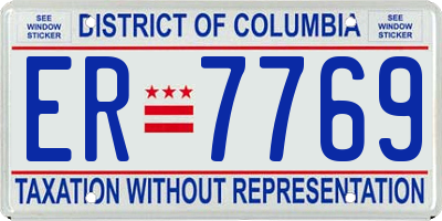 DC license plate ER7769