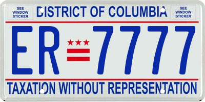 DC license plate ER7777
