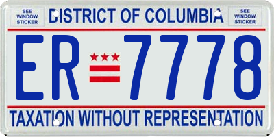 DC license plate ER7778