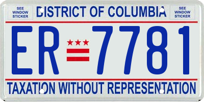 DC license plate ER7781