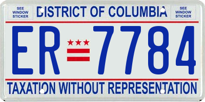 DC license plate ER7784