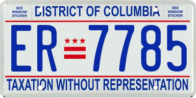 DC license plate ER7785