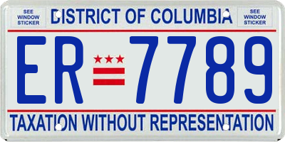 DC license plate ER7789