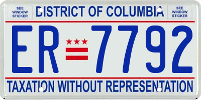 DC license plate ER7792