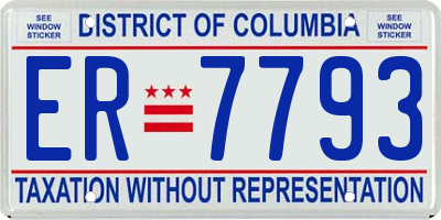 DC license plate ER7793