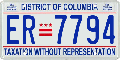 DC license plate ER7794