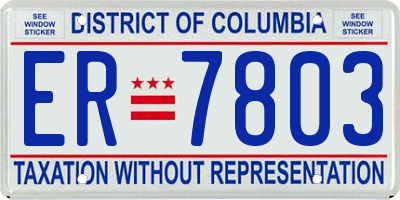 DC license plate ER7803