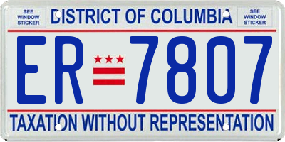 DC license plate ER7807