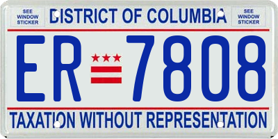 DC license plate ER7808