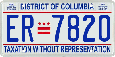 DC license plate ER7820