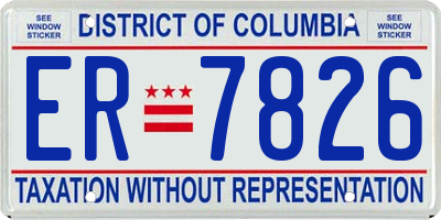 DC license plate ER7826