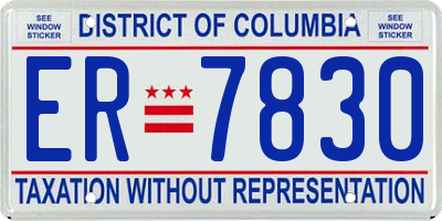 DC license plate ER7830