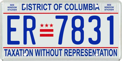 DC license plate ER7831