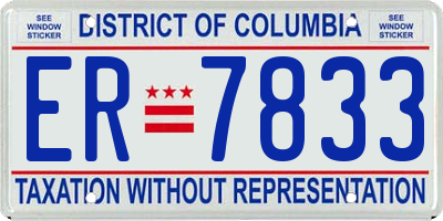 DC license plate ER7833