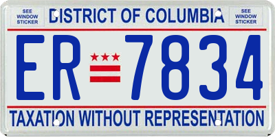 DC license plate ER7834