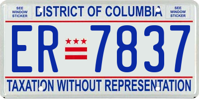 DC license plate ER7837