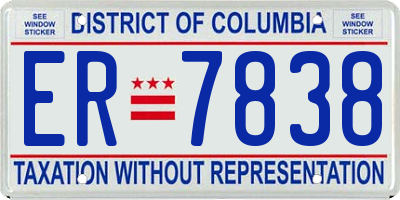 DC license plate ER7838