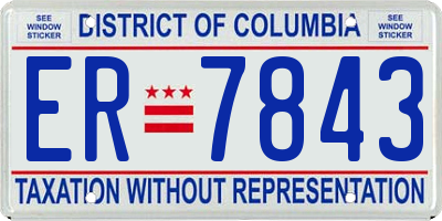 DC license plate ER7843