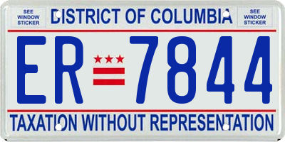 DC license plate ER7844
