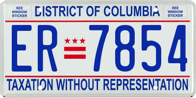 DC license plate ER7854