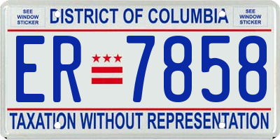DC license plate ER7858