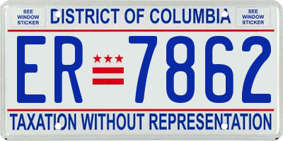 DC license plate ER7862