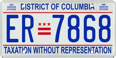 DC license plate ER7868