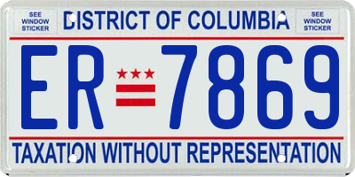 DC license plate ER7869