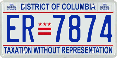 DC license plate ER7874