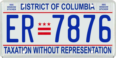 DC license plate ER7876