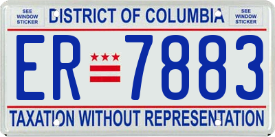DC license plate ER7883