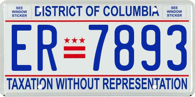 DC license plate ER7893