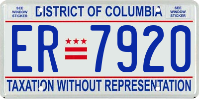 DC license plate ER7920