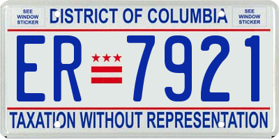 DC license plate ER7921
