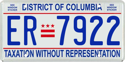 DC license plate ER7922