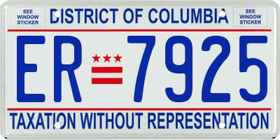 DC license plate ER7925